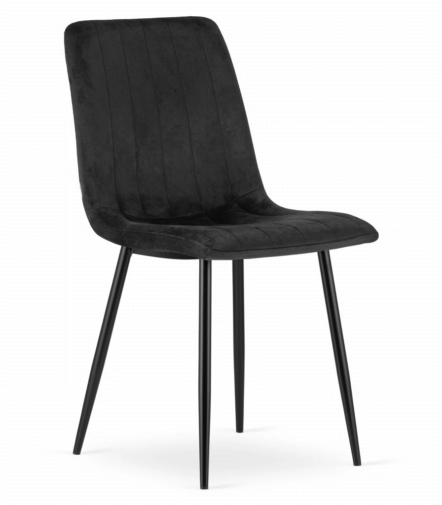 Sedia Valora JEWA in velluto nero dal design ergonomico per il soggiorno x4