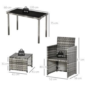 Set da Giardino Polyrattan 4 Posti con Cuscini ¨C MINIMAL ¨C Grigio