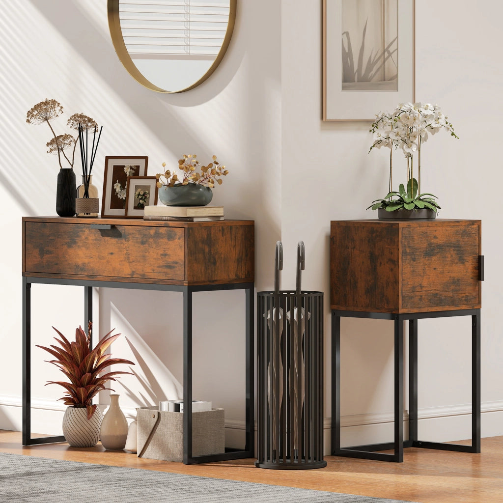 Tavolino console ¨C Minimal ¨C marrone rustico 40x30x76