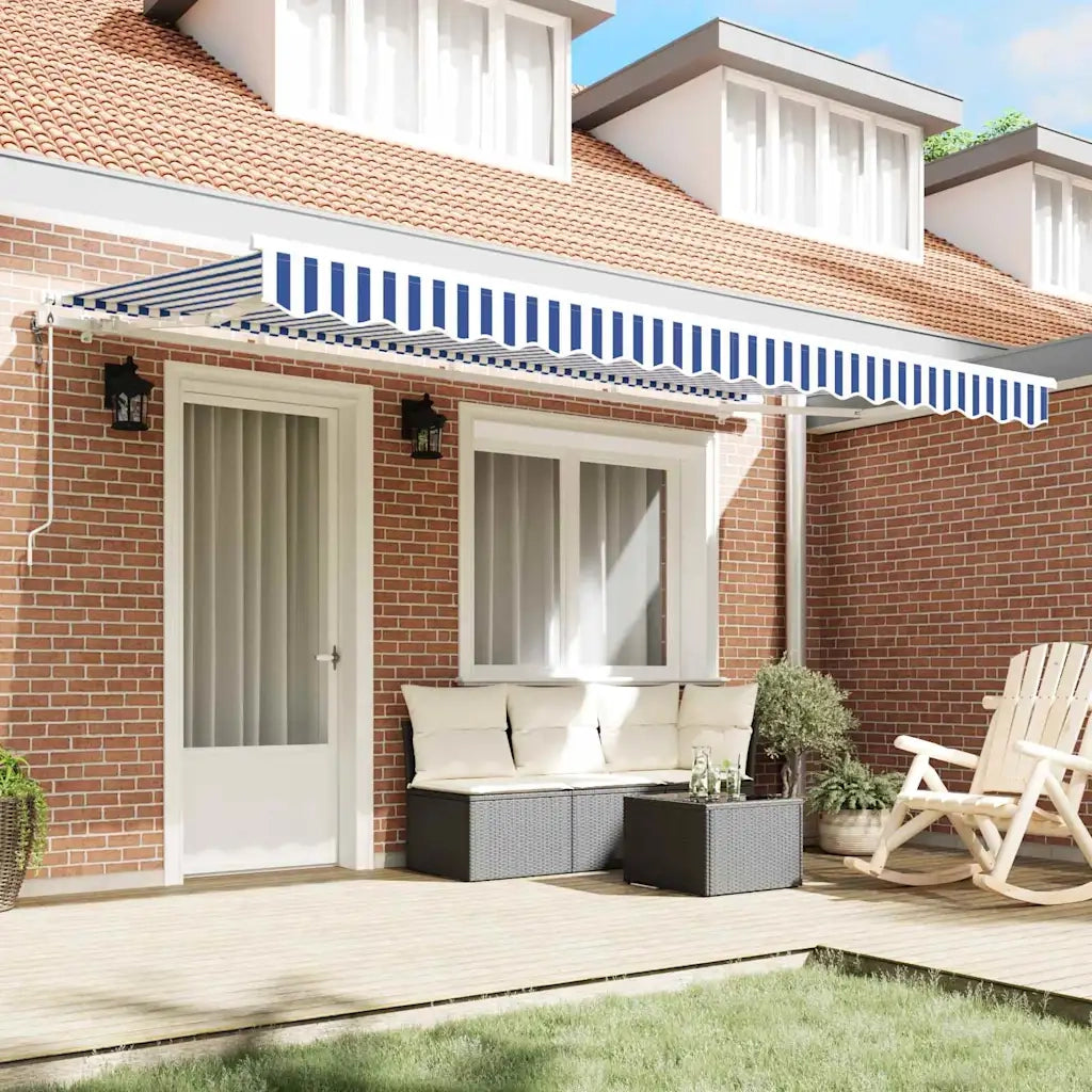 Tenda retrattile-Tenda parasole per balcone Blu 350 x 200 cm Tessuto 226644