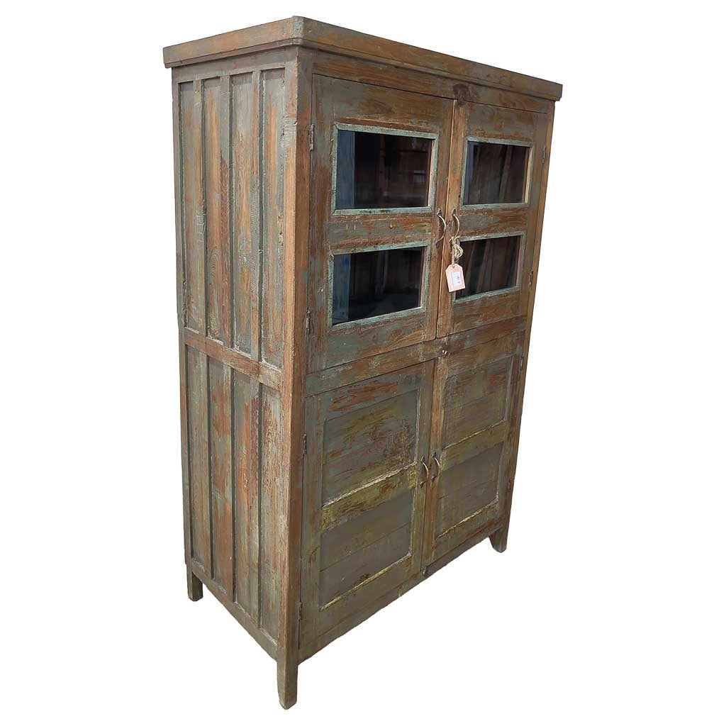Vetrina artigianale in legno marrone 102x56x155h cm