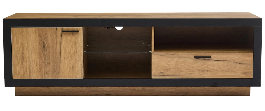 Mobile porta TV nero e rovere 160 cm con illuminazione LED RGB
