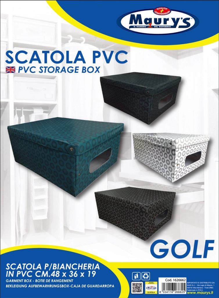 KIT SET 3 PZ MAURY'S SCATOLA  GOLF IN PVC 48 X 36 X 19  IN COLORAZIONE ASSORTITA
