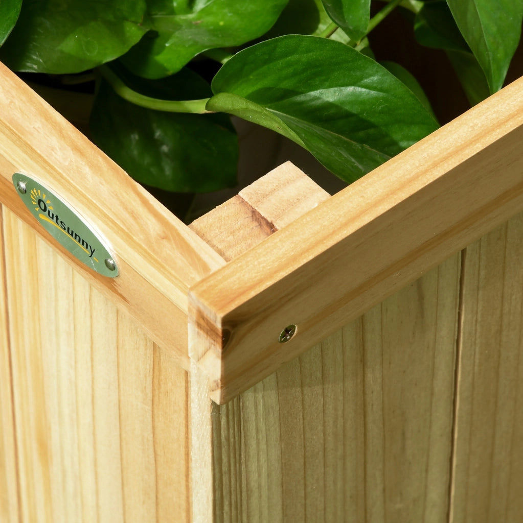 Paravento pieghevole con 4 fioriere in legno naturale, 133 x 165 cm, protezione visiva per giardino e terrazza