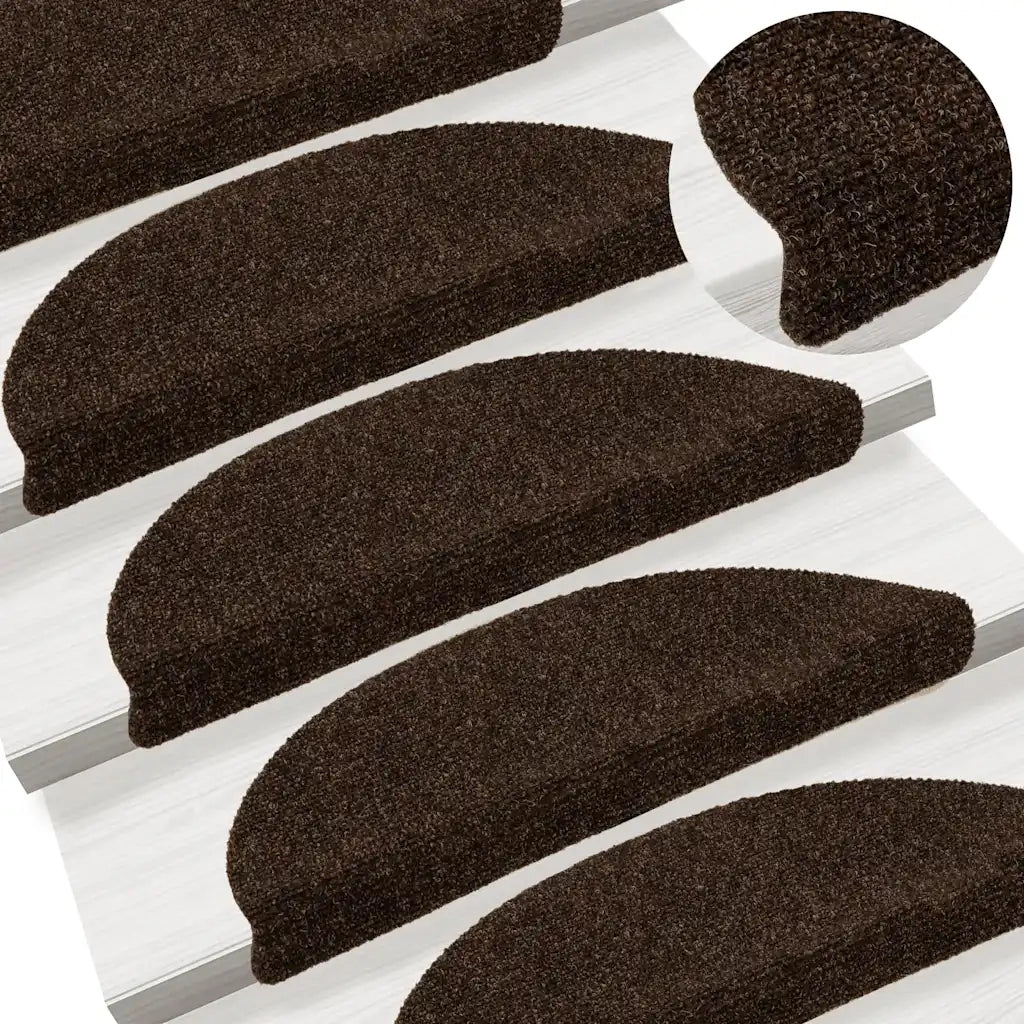 Tappetini per scale autoadesivi 30 pz | Gradini per Scale 56x17x3 cm marrone semicircolari