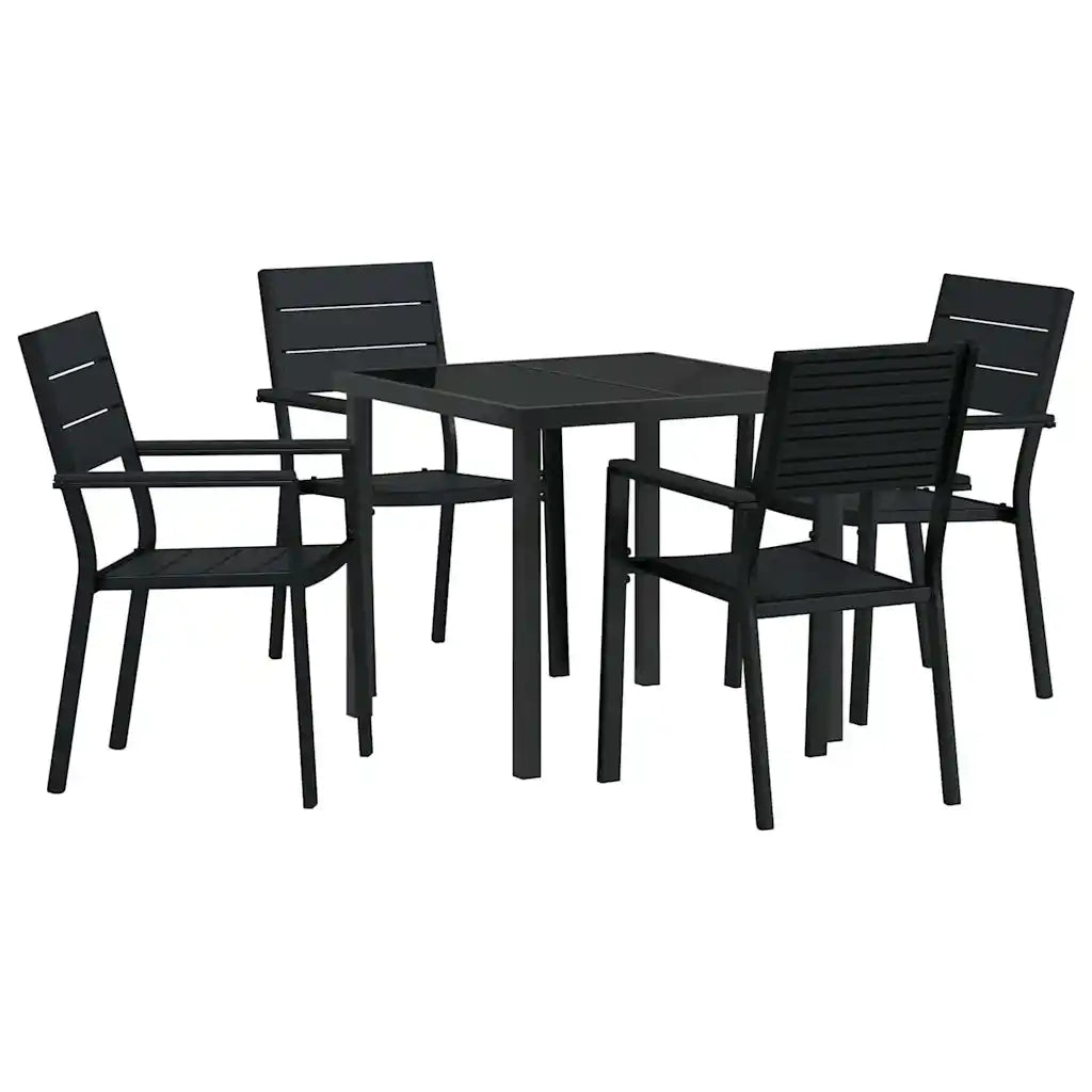 Set da Pranzo per Giardino 5 pz Nero 3379143