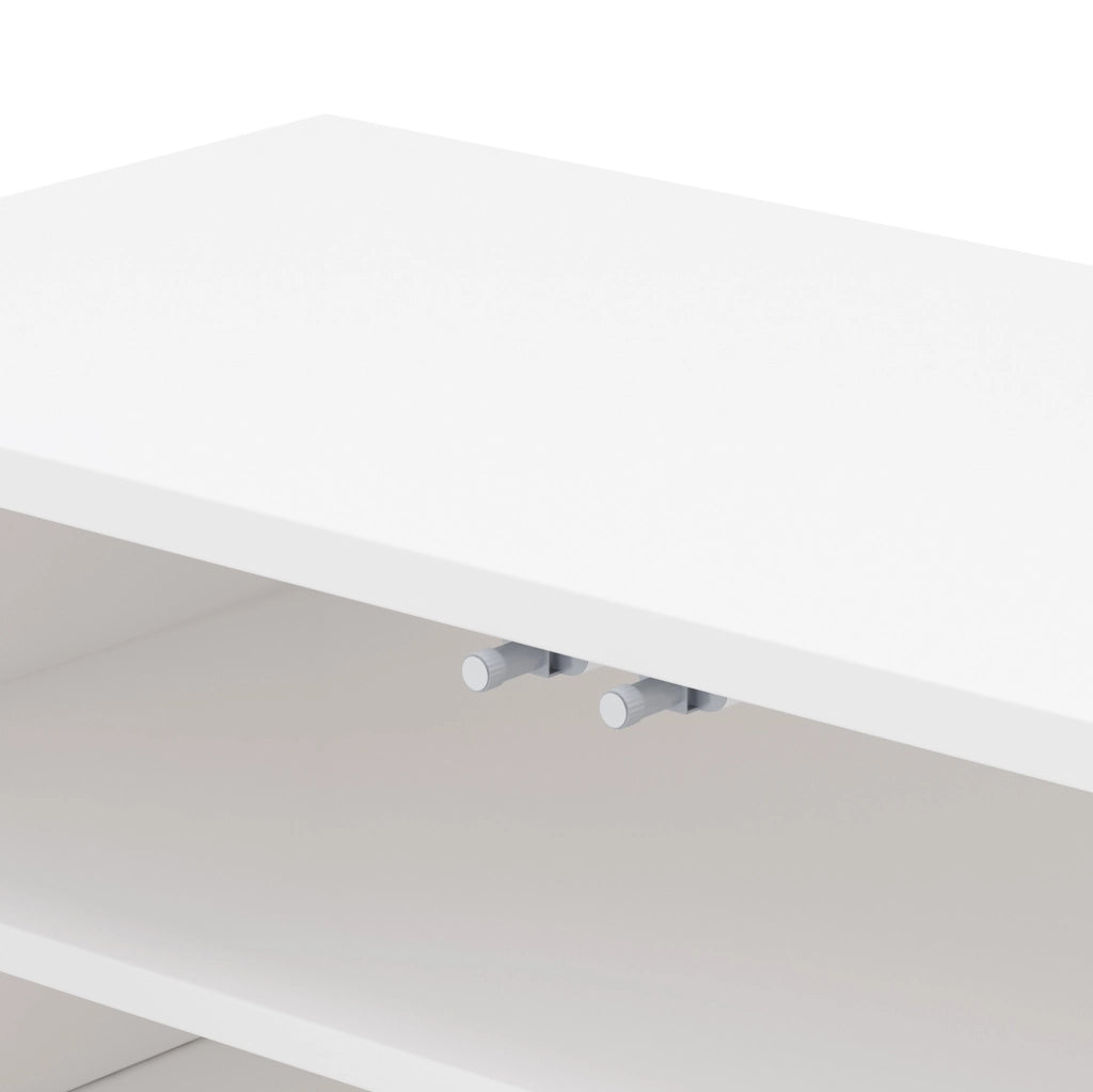 Mobile TV basso 180 cm bianco opaco con 4 vani e passacavi HOMVRA