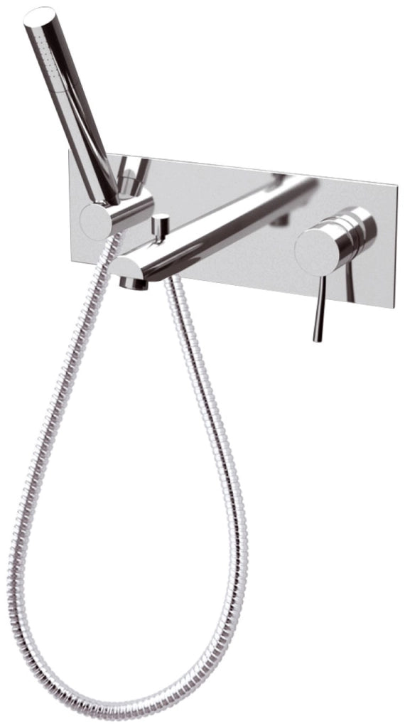 Rubinetto per vasca da incasso, deviatore e kit doccia integrato serie minimal