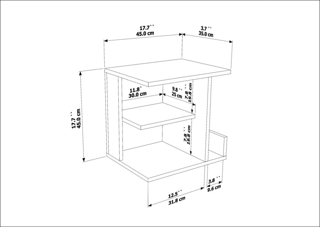 Comodino in legno "Karamira" - 45 x 35 x 45 cm - Marrone