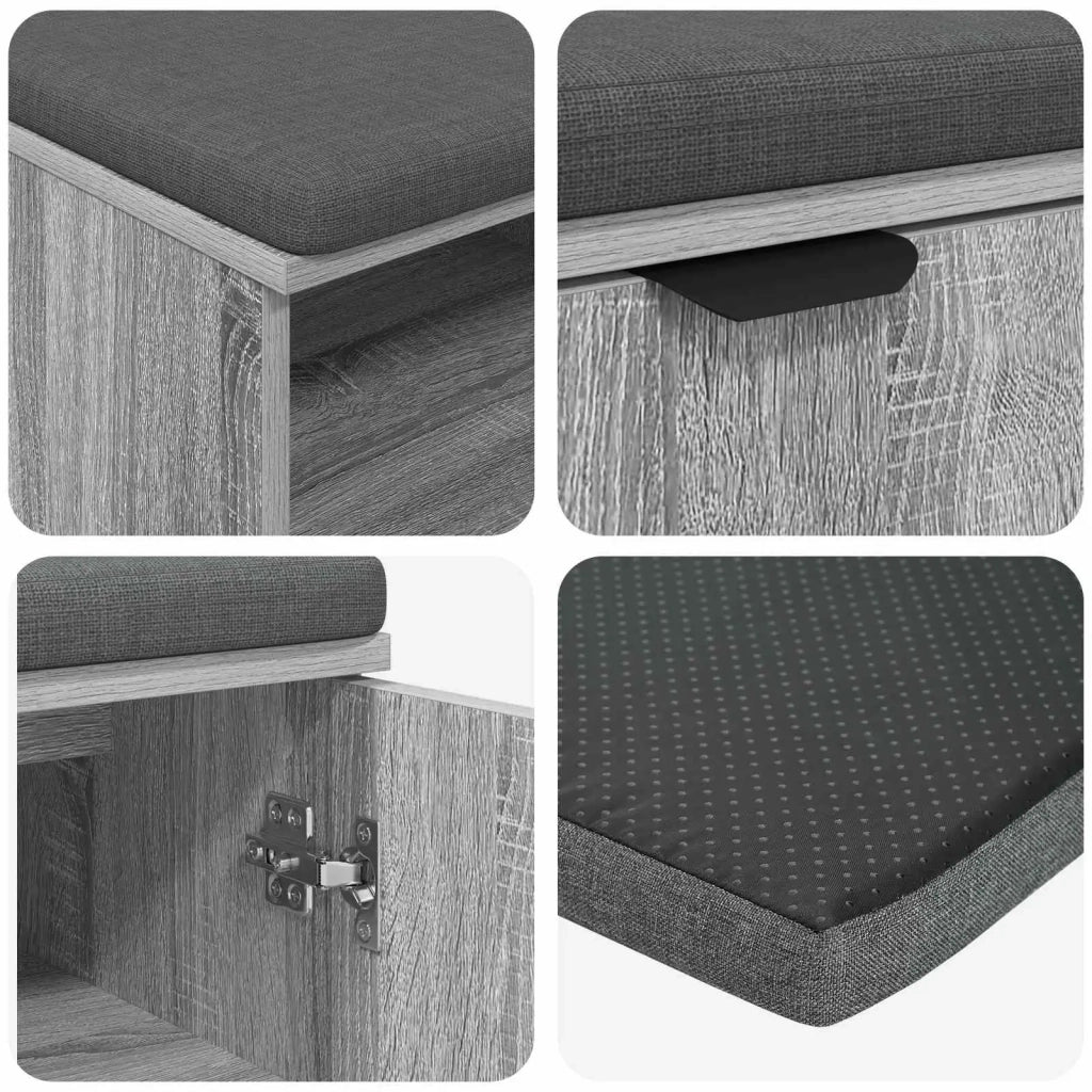 Panca per ingresso con cuscino Sonoma grigia 60 x 38 x 46 cm