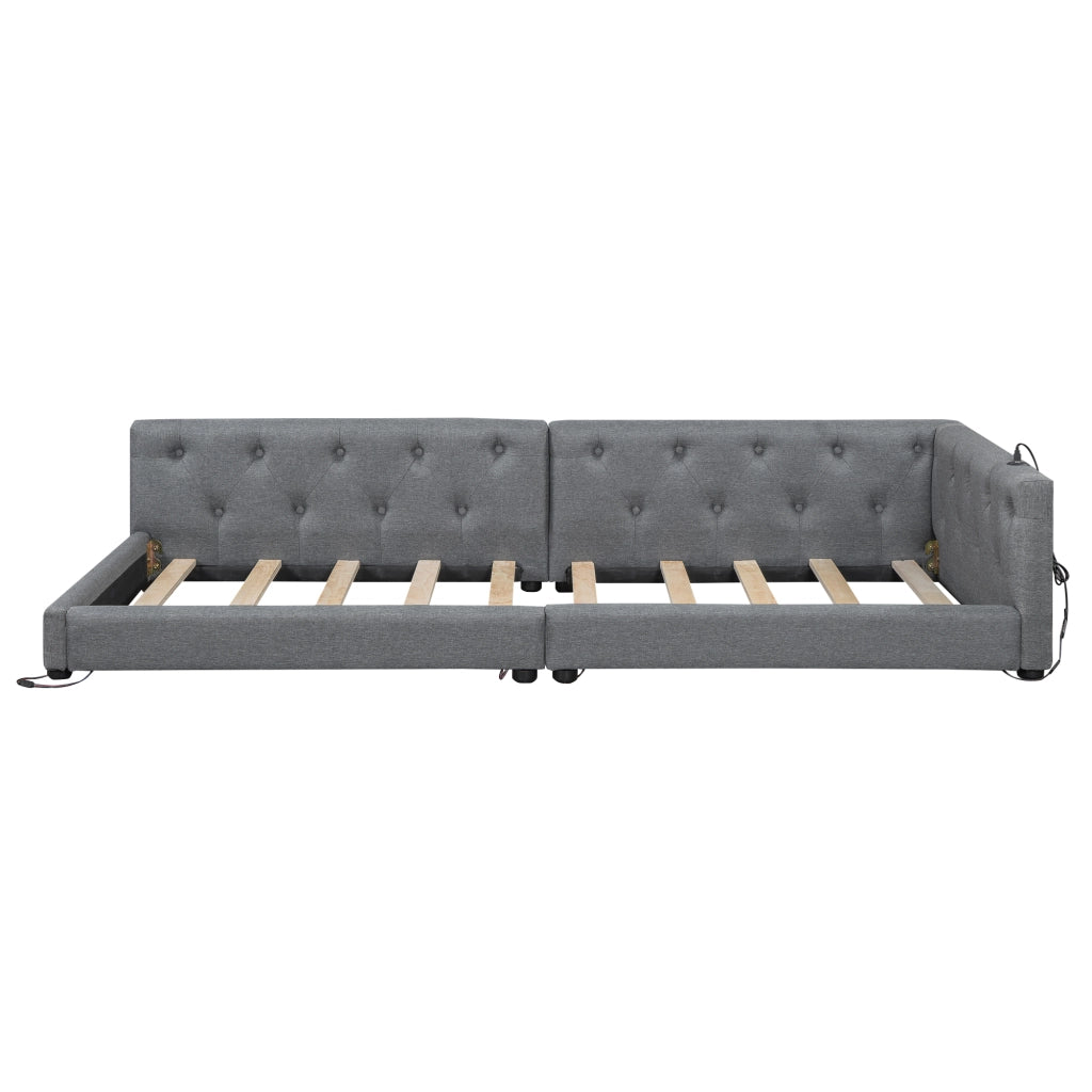 Daybed Imbottito 90x200 cm con LED; USB; USB-C; Grigio