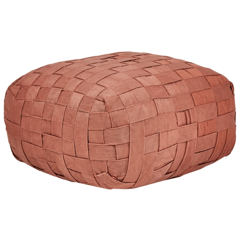 Pouf da giardino in materiale sintetico rosso chiaro 50 x 50 cm Pouf da esterno intrecciato a mano in stile Boho