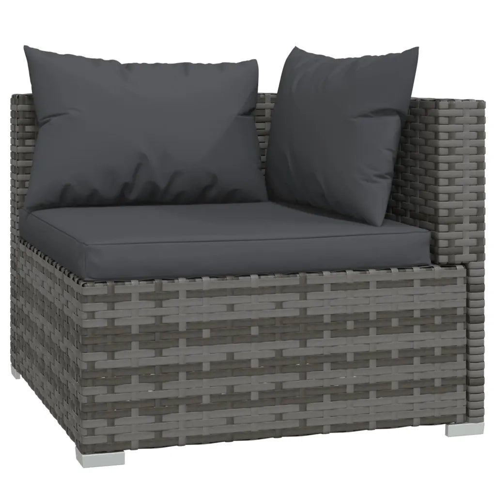 Set Divani da Giardino 8 pz con Cuscini in Polyrattan Grigio 3101733
