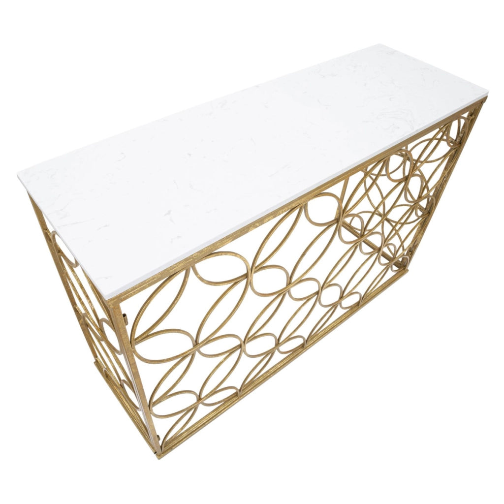 Tavolo Consolle VKH619, Oro, Marmo, 120x40x80 cm