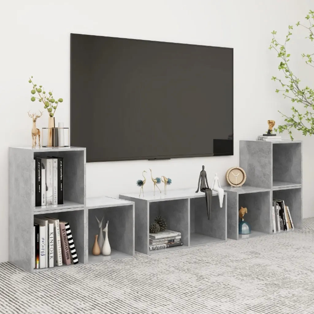 Set Mobile TV 6 pz | Armadietto TV | Mobile Porta TV Grigio Cemento in Legno Multistrato