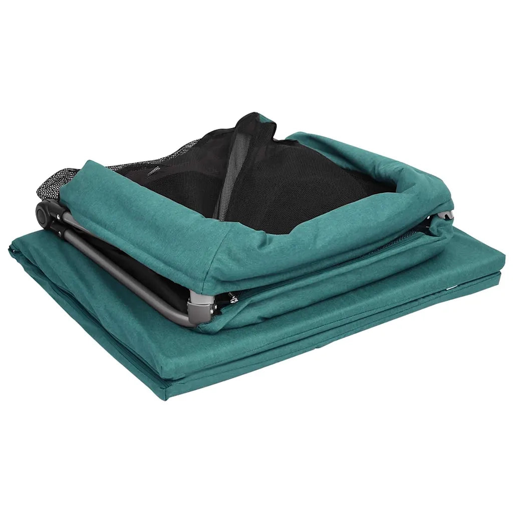 Box per Bambini con Materasso Verde Tessuto di Lino 10306