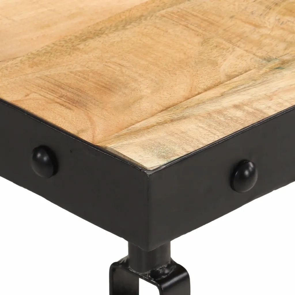 Tavolino da Salotto con Ruote-Tavolino da soggiorno Legno Massello Mango 100x55x26 cm