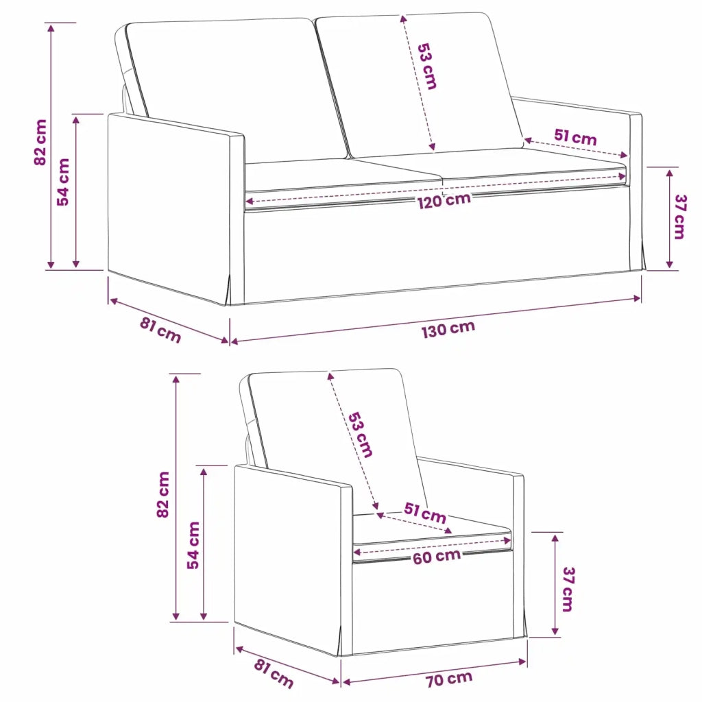 Set di divani 2 pcs Marrone Scuro Tessuto 3433138