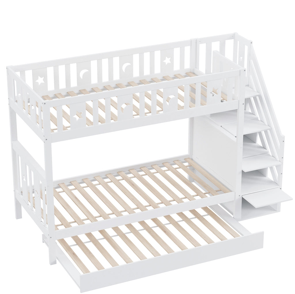 Letto a castello per bambini 90x200 cm bianco in legno con letto estraibile