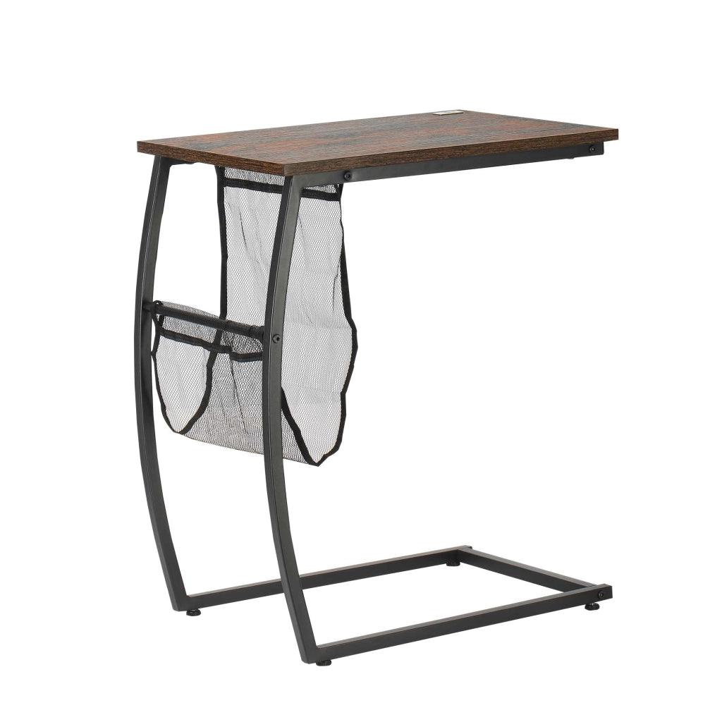 Tavolino da salotto con ripiano e tasche ¨C Minimal ¨C Marrone 53x35x64,5 cm