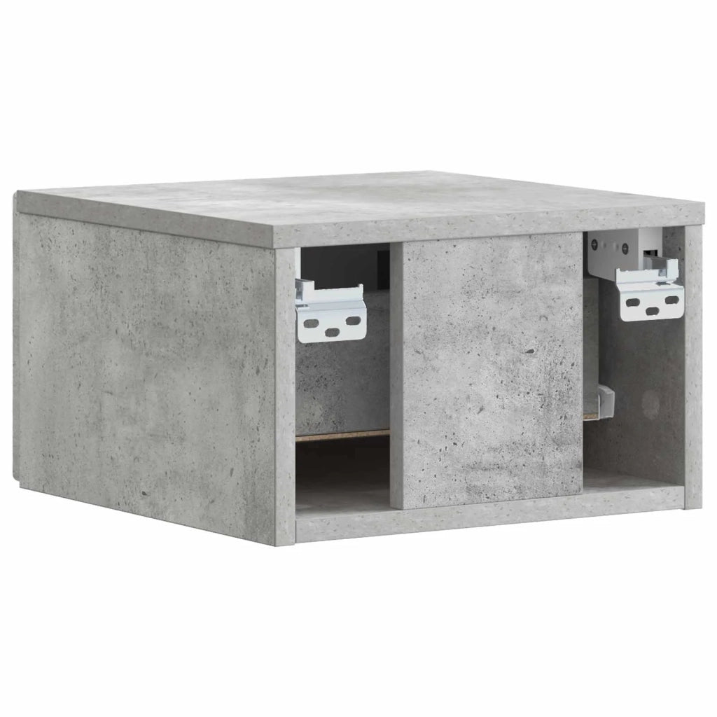 Set di 2 Comodini | Armadio da Notte | Mobiletto da notte a muro Grigio Cemento