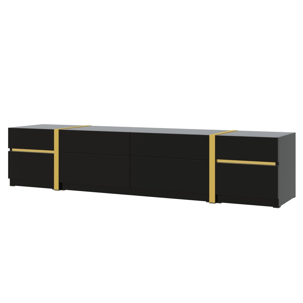TV-Schrank lucido nero con 4 cassetti e 2 ante; MDF e pannello truciolare