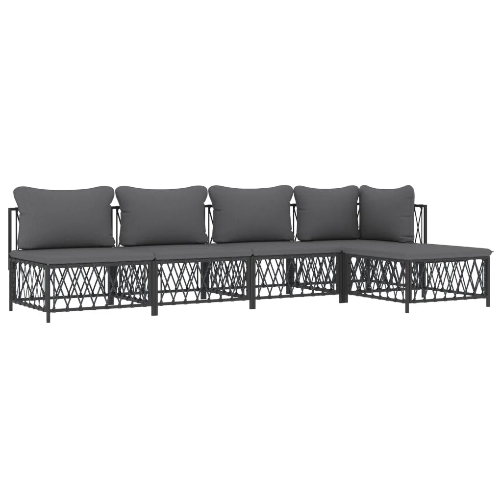Set Salotto da Giardino 5 pz con Cuscini in Acciaio Antracite 3186857