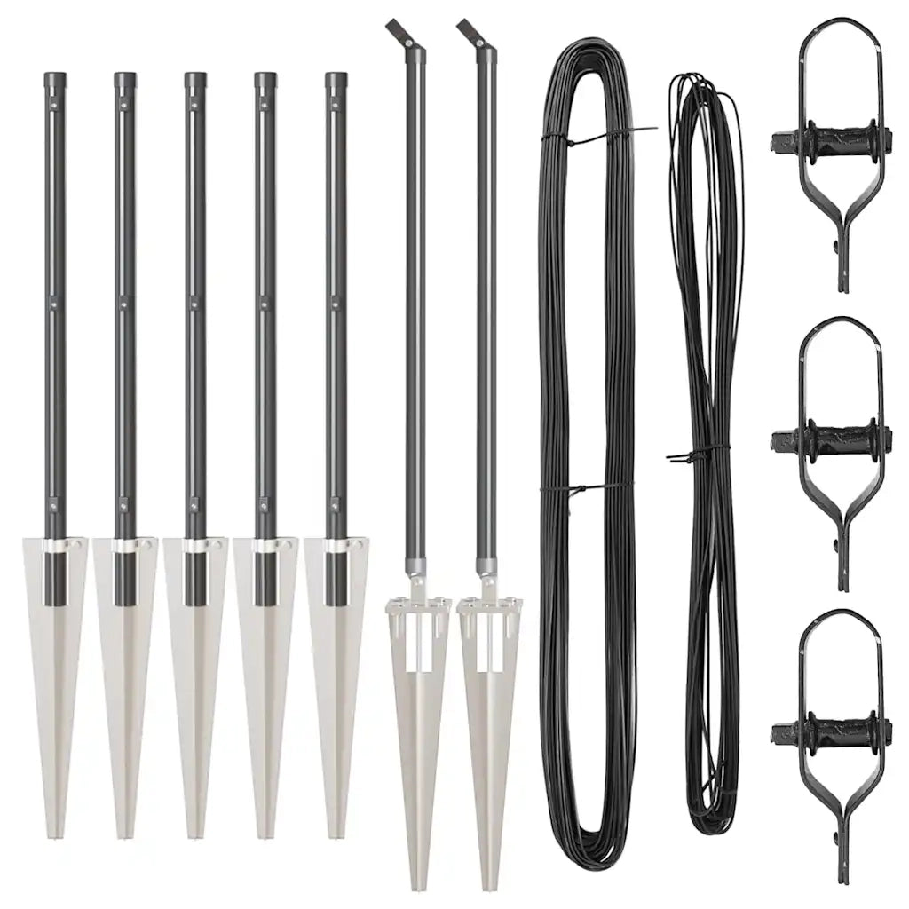 Palo della recinzione 7 pcs Grigio Acciaio 42004254