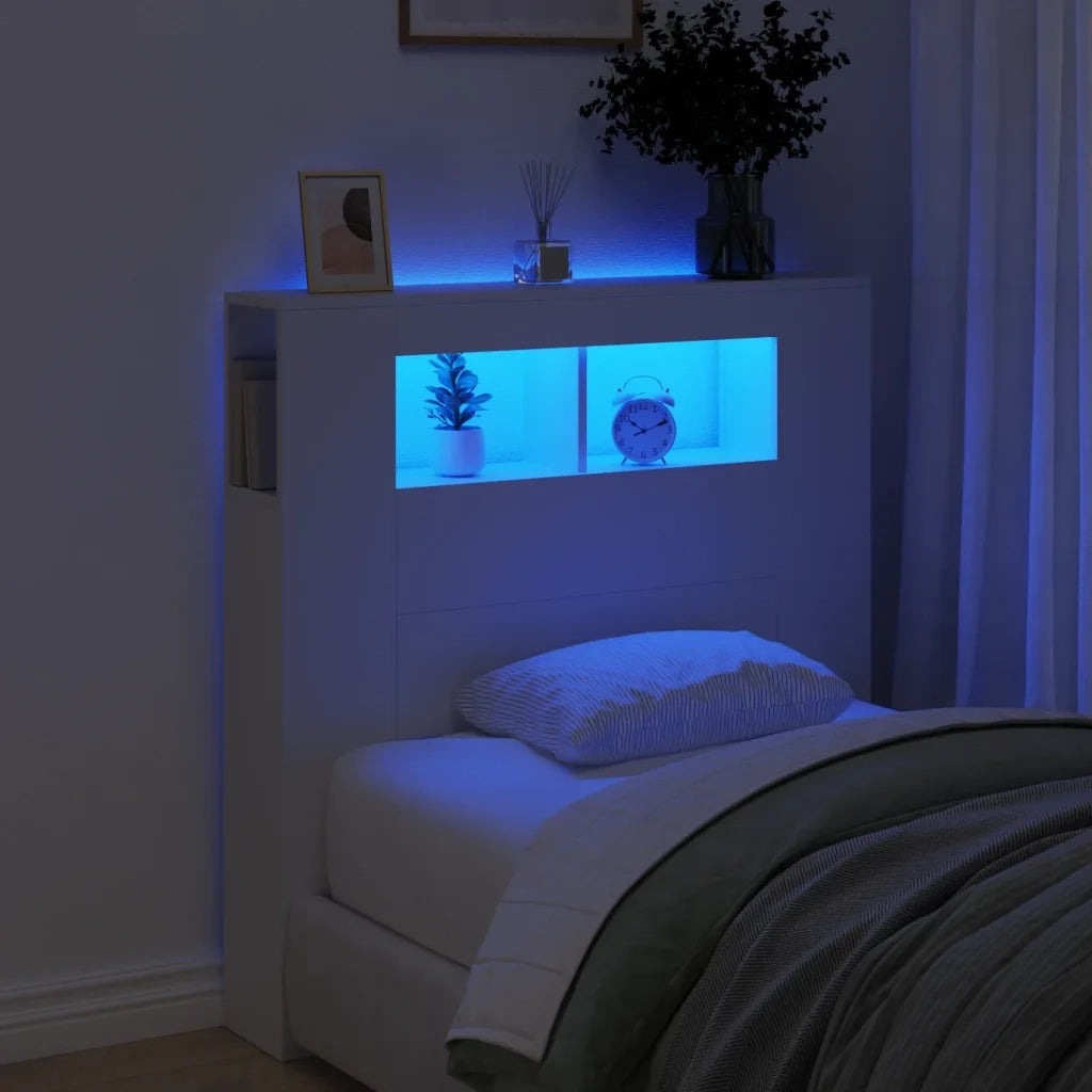 Testiera | Testata LED Bianca 100x18,5x103,5 cm Legno Multistrato