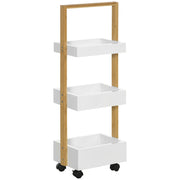 Carrello bagno con ruote 3 ripiani ¨C Xylo ¨C legno bamb¨´ 28x18x75 cm bianco