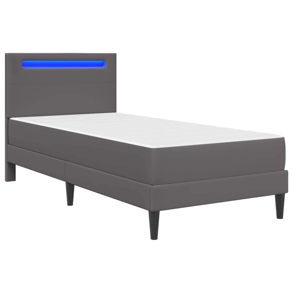 Letto singolo | Letto per adulti | Struttura del letto con testiera Grigio 90 x 200 cm Similpelle