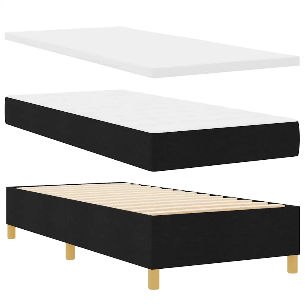 Letto a molle con materasso Nero 140 x 190 cm Tessuto