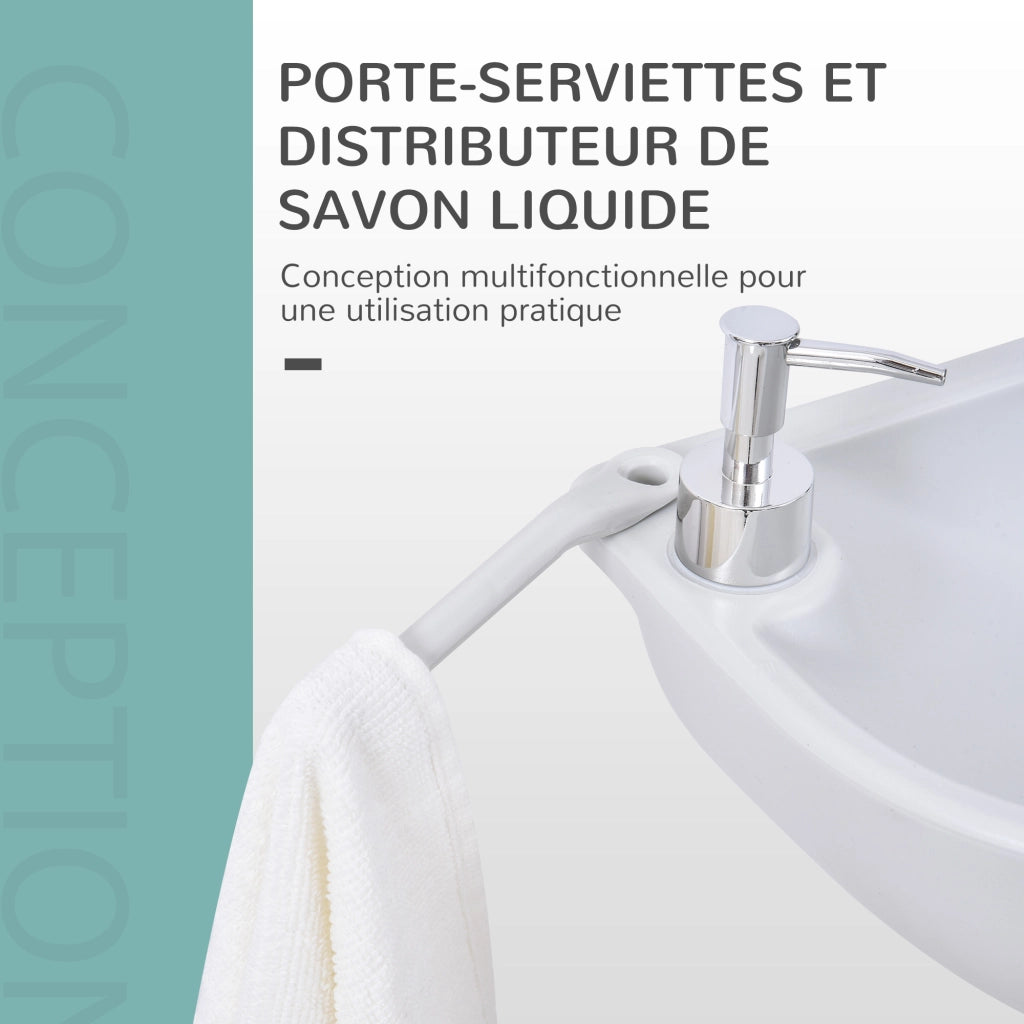Lavandino portatile da campeggio 17L con ruote lavabo mobile da esterno con dispenser sapone e portasciugamani grigio