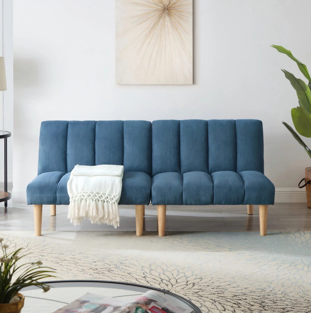 Divano letto 167x82x72 cm blu in velluto a coste - schienale regolabile in 3 posizioni