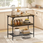 Scaffale da cucina ULEVR 100x50 cm a 3 livelli con ripiani e griglia in acciaio, marrone rustico