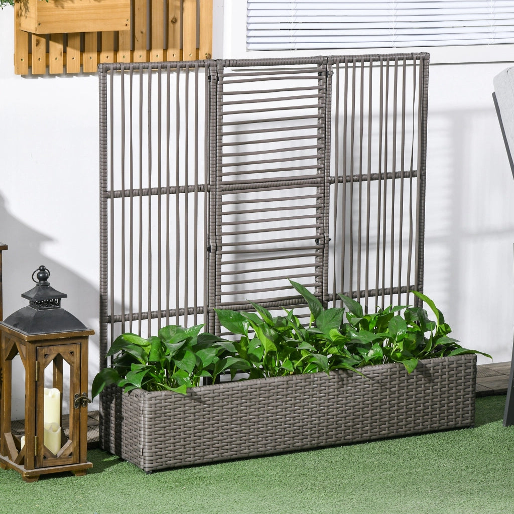 Fioriera con Spaliera ¨C Xylo ¨C Polyrattan Grigio 103x29x103 cm