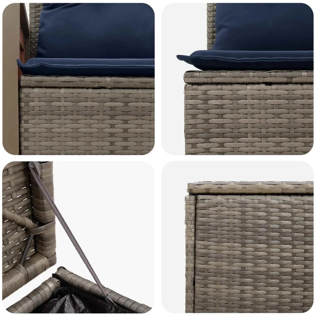 Set di divani 7 pz Grigio e Blu Navy Rattan sintetico e Acciaio 3448889