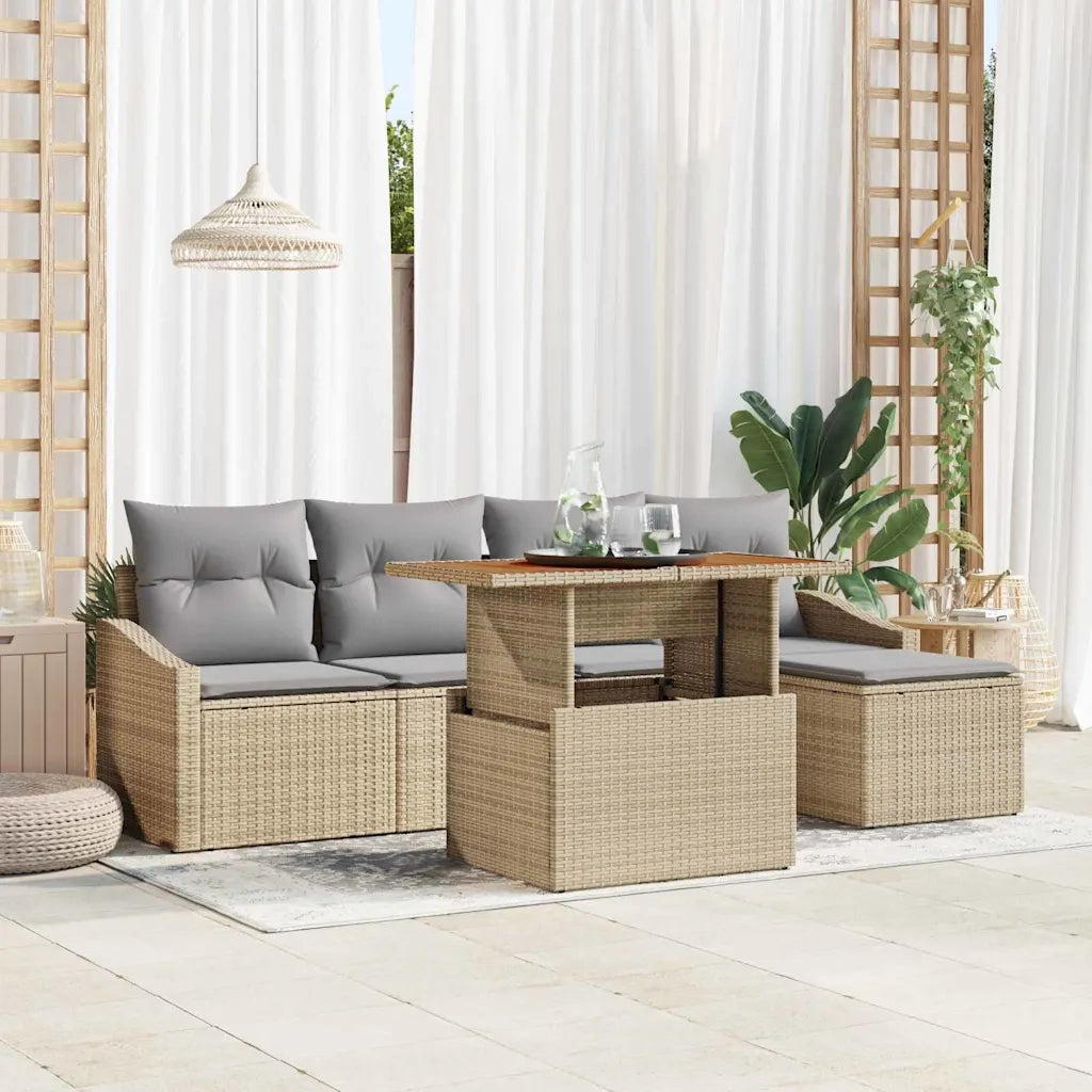 Set Divano da Giardino 6 pcs Beige Poly Rattan 3358562