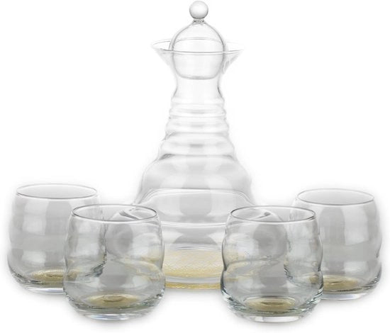 Set elegante carafe con bicchieri - 1,3 l - oro - set di vetro