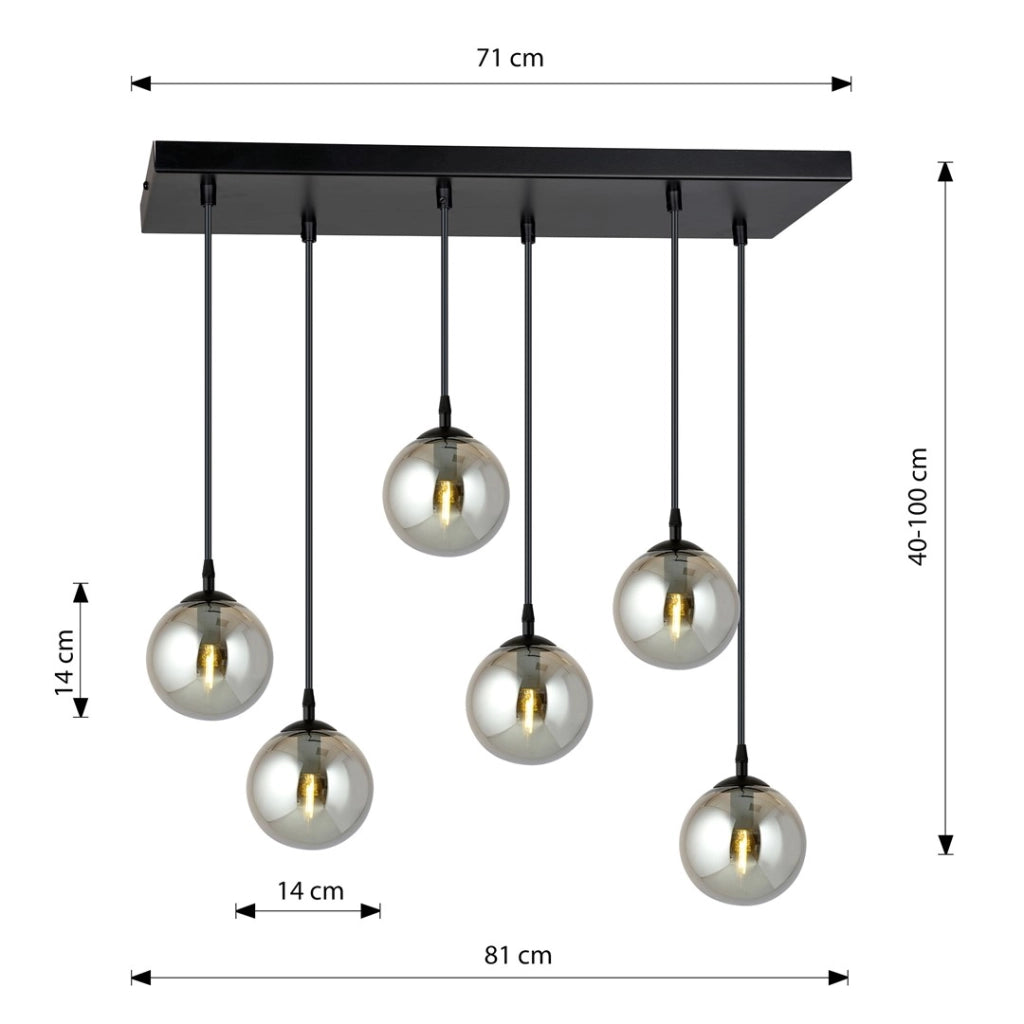 Lampadario Emibig Cosmo 6 luci E14 nero grafite dimmerabile