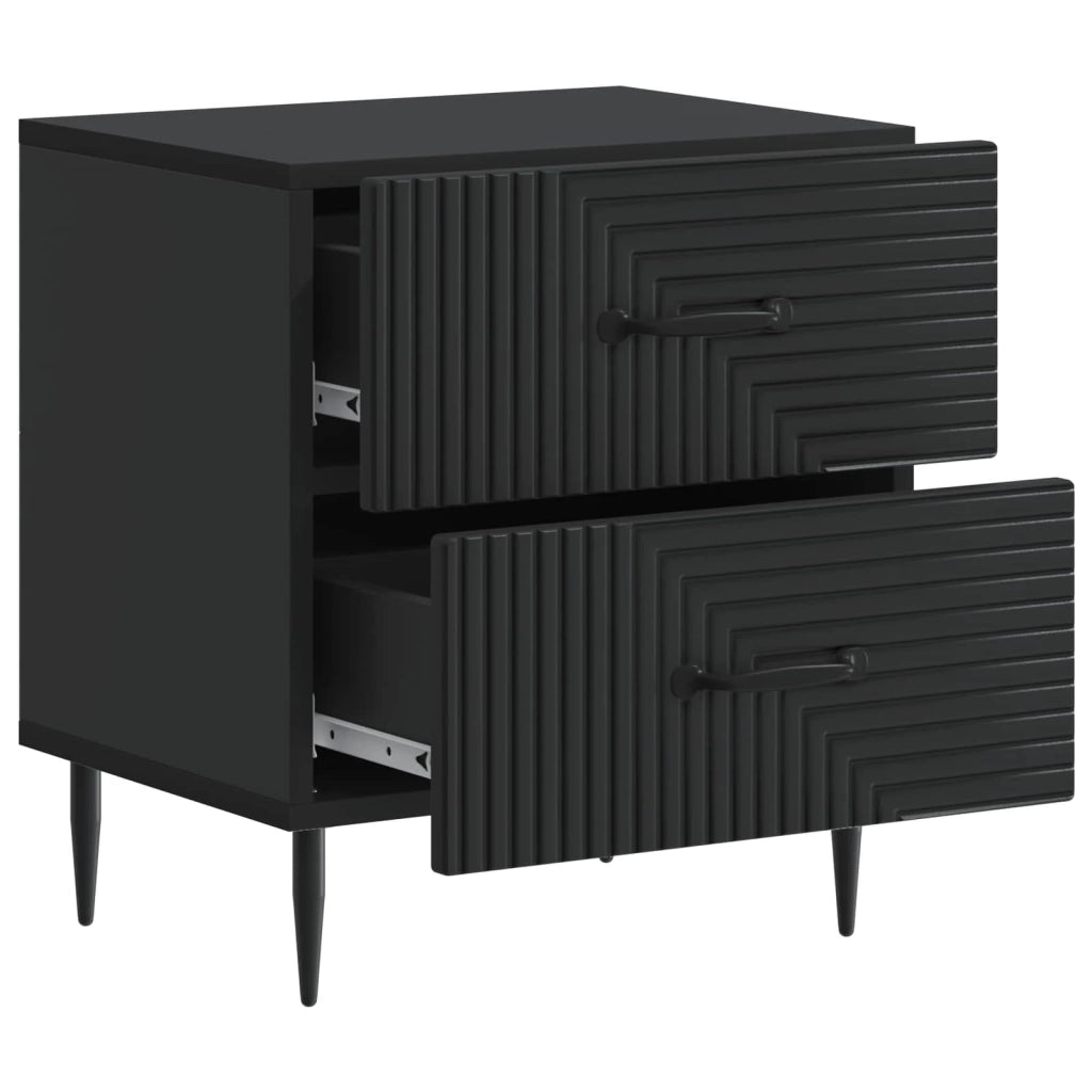 Comodino | Armadio da Notte | Mobiletto da notte Nero 43 x 34,5 x 47,5 cm Legno ingegnerizzato