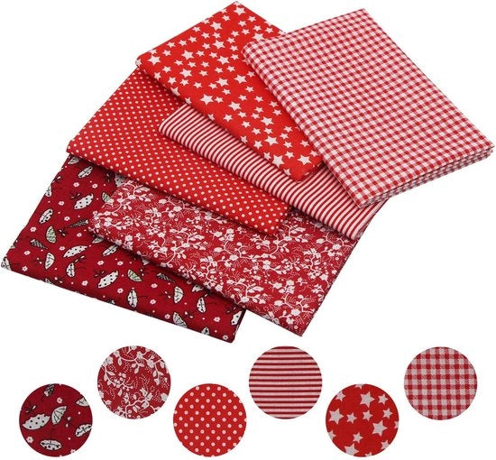 Kit di stoffe a patchwork 6 pezzi - Tela di cotone 100% cotone - Dimensioni 50 x 80 cm - Ideale per cucire/quilting - Materiale morbido/aderente - Pacchetto di stoffe