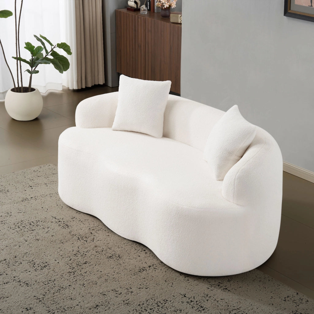 Divano loveseat curvo 2 posti bianco con 2 cuscini; senza montaggio