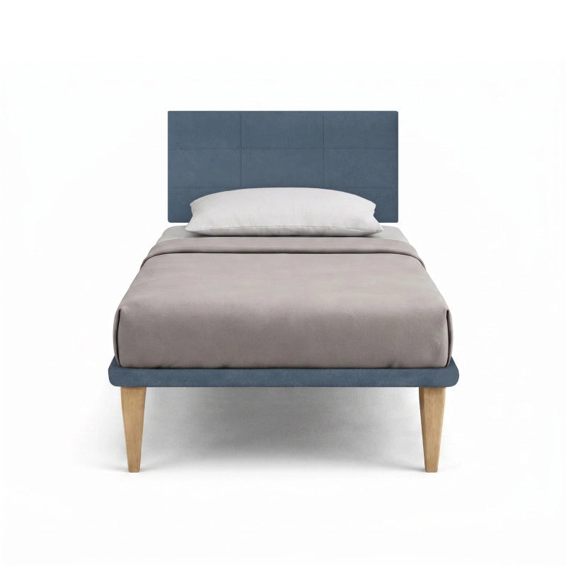Letto imbottito Singolo 80x190 cm Square - Con rete,Microfibra,Blu