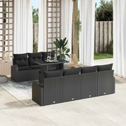 Set Divano da Giardino con cuscino 8 pcs Nero Poly Rattan 3348589