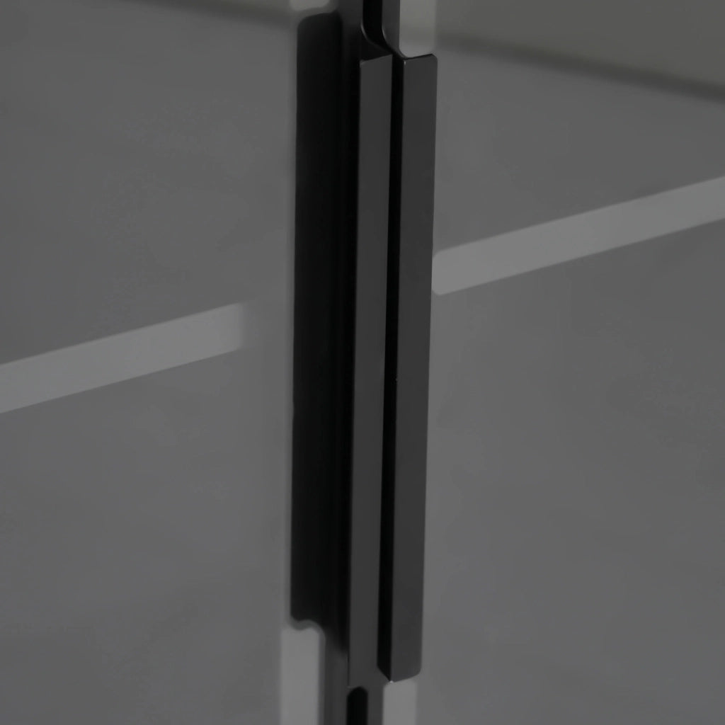 Vetrina angolare con illuminazione LED in MDF e vetro nero con chiusura ammortizzata 62 × 35 × 160 cm