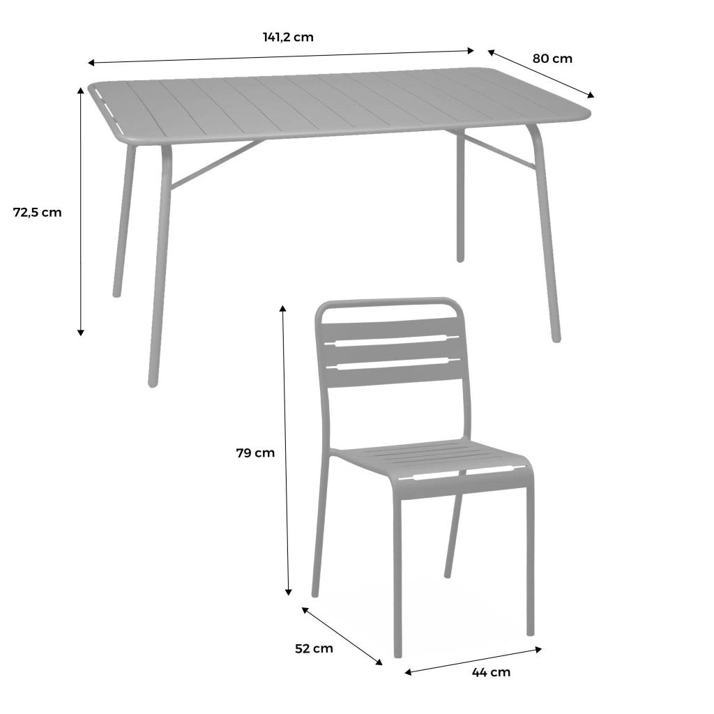 Set tavolo da giardino pieghevole in acciaio con 2 poltrone e 4 sedie,