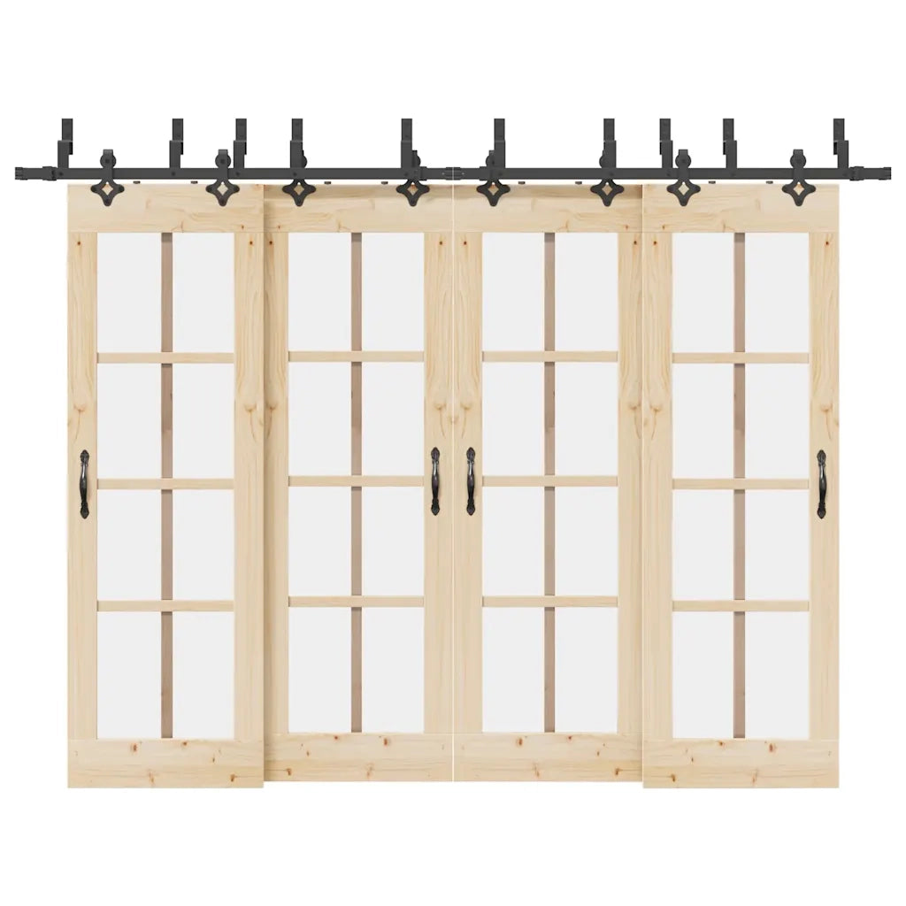 Kit di Binari per Porte Scorrevoli 305 cm Acciaio Nero