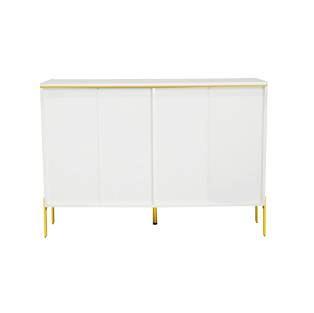 Credenza 120x40x85,5 cm con 6 cassetti in truciolare bianco e oro
