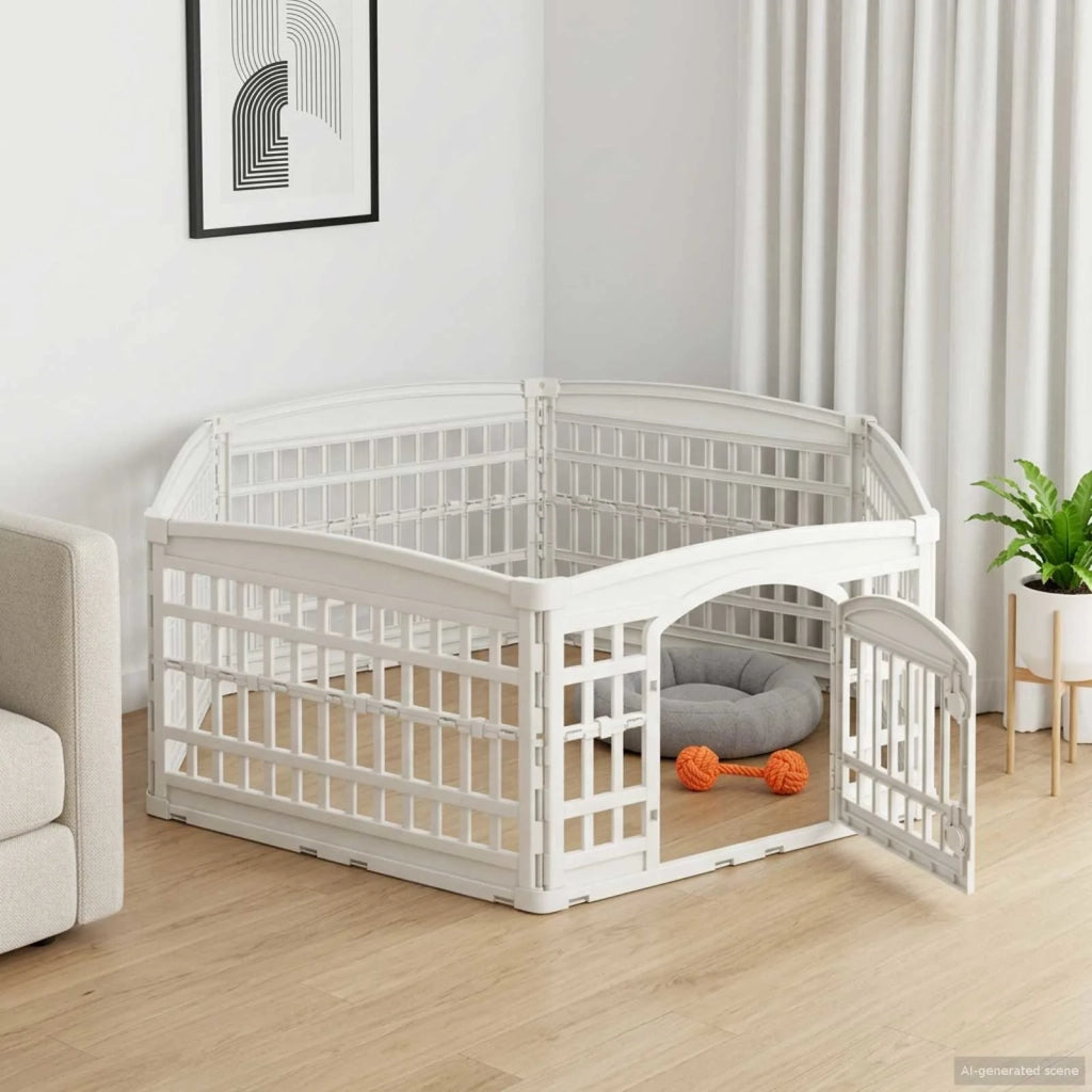 Panchetto per Cani a 6 Pannelli Bianco 179 x 151 x 58 cm 42027223